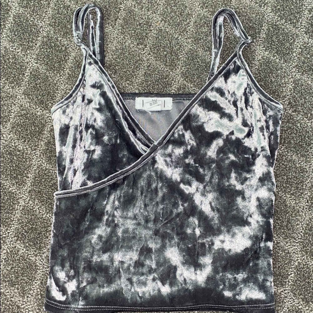 Grey Crushed Velvet Tank top